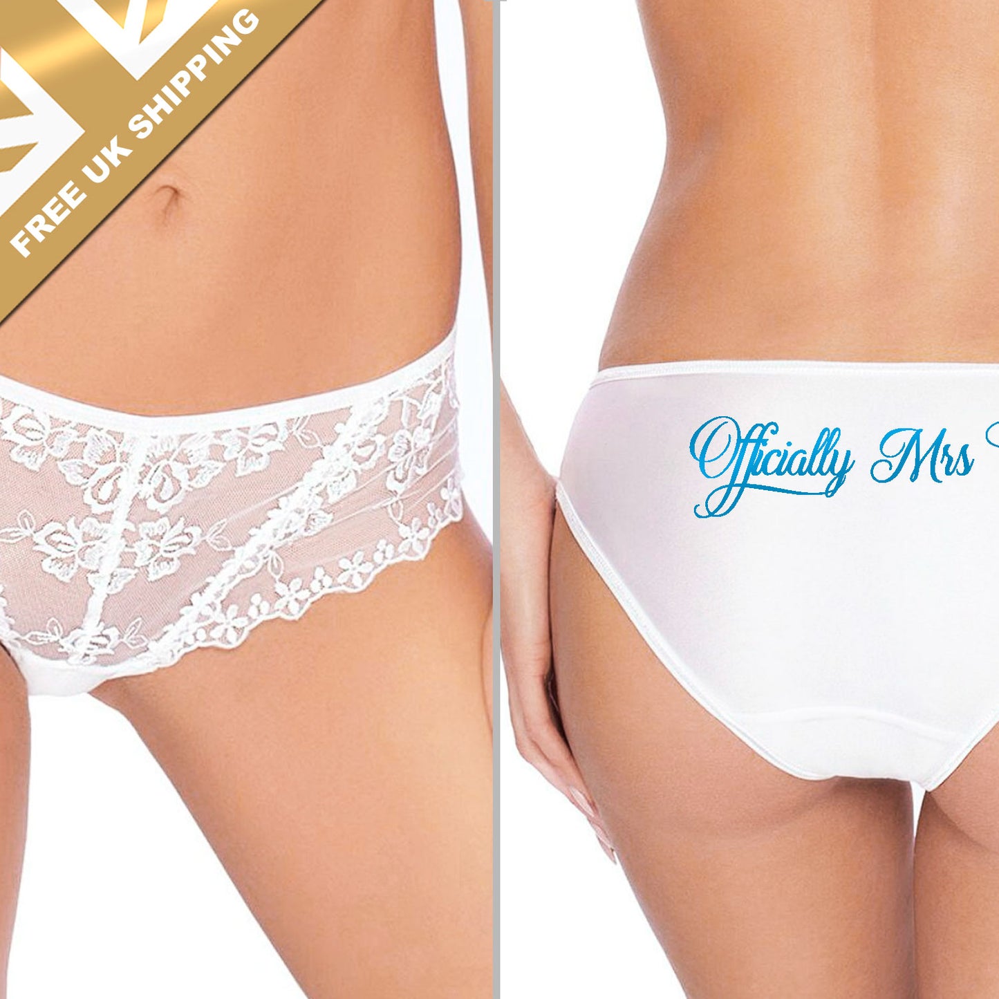 Personalised White Bride Briefs - FREE UK SHIPPING