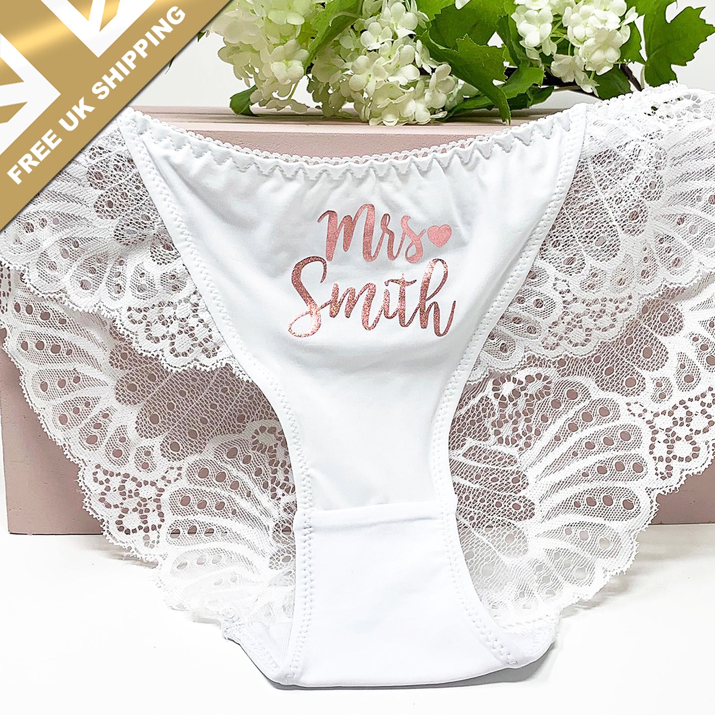 Personalised White Bridal Briefs - FREE UK SHIPPING