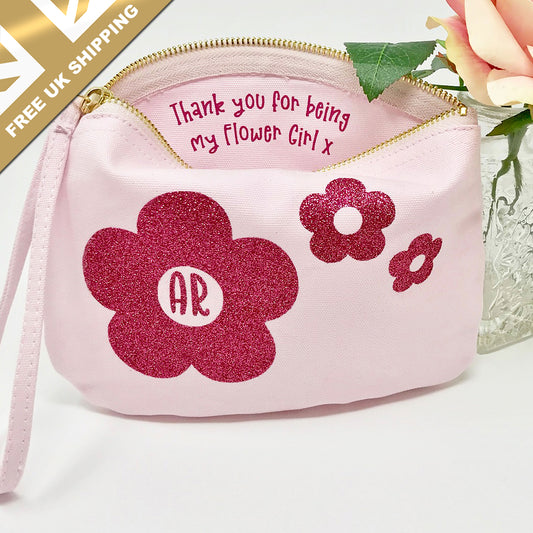 Personalised Flower Girl Cosmetic Bag - FREE UK SHIPPING
