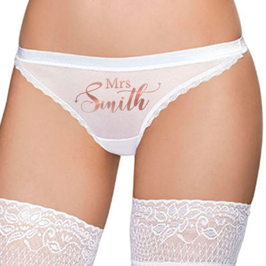 Personalised White Bridal Thong - FREE UK SHIPPING