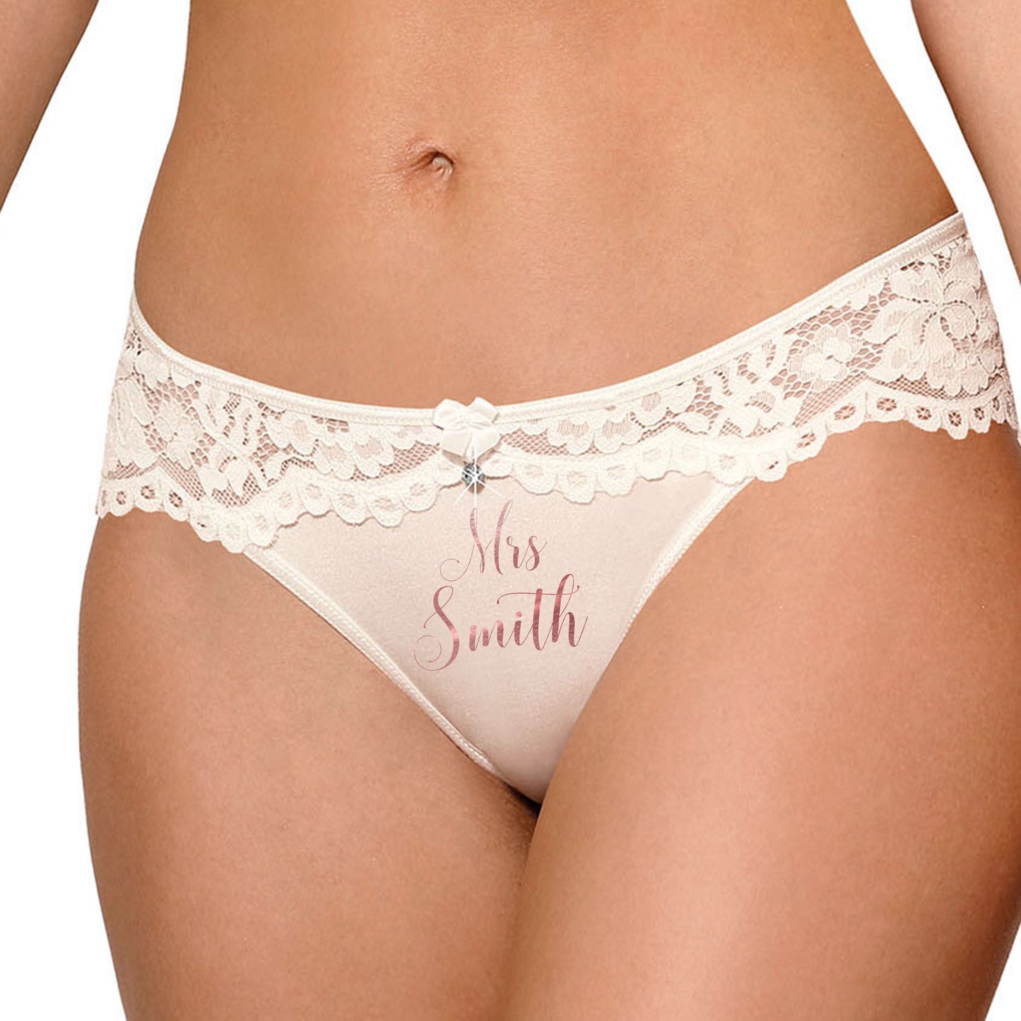 Personalised Ivory Bride Briefs with Lace Back - FREE UK SHIPPING