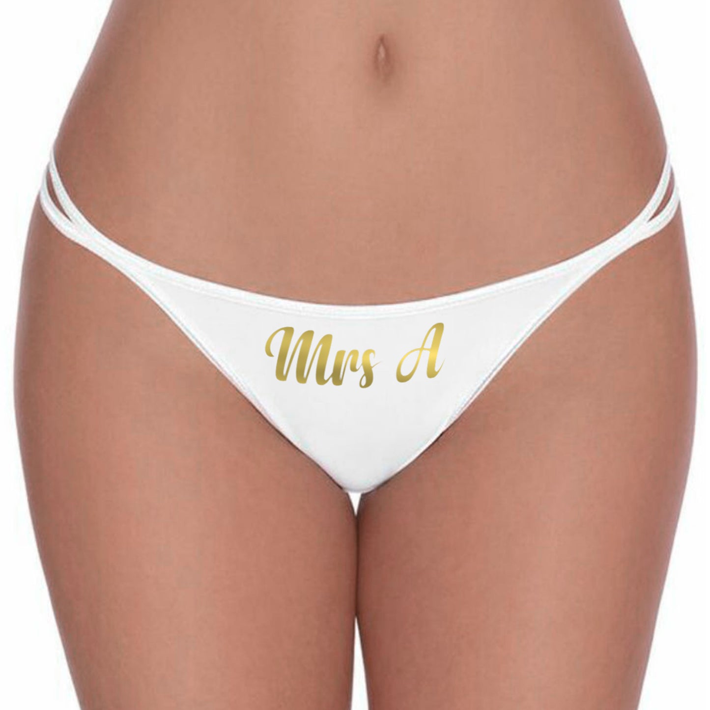 Personalised White Bridal Thong - FREE UK SHIPPING