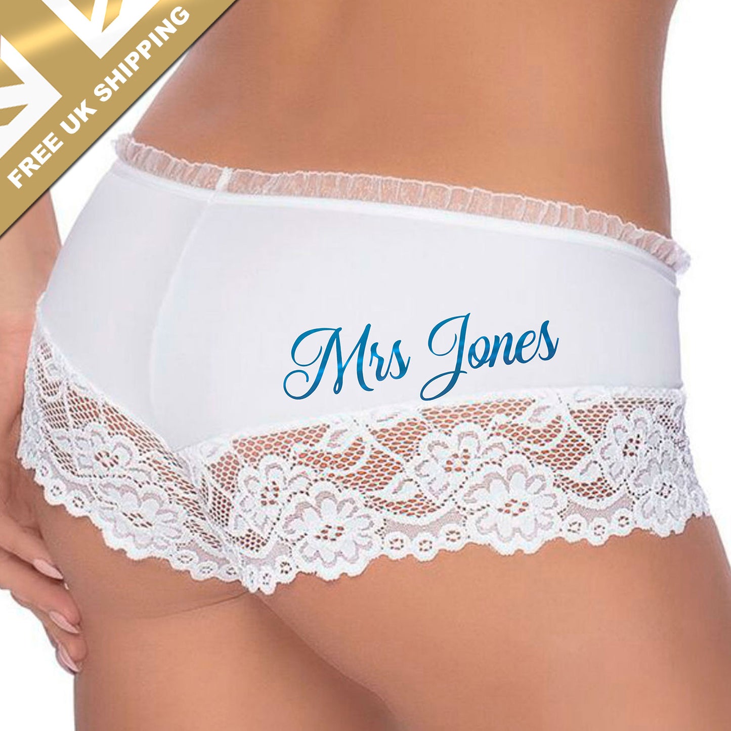 Personalised White Bridal Briefs - FREE UK SHIPPING