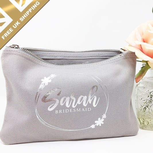 Personalised Bridesmaid Cosmetic Bag - FREE UK SHIPPING