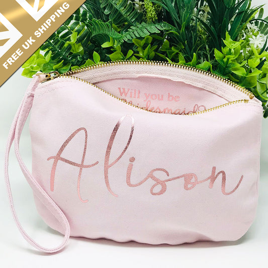 Personalised Bridesmaid Cosmetic Bag - FREE UK SHIPPING