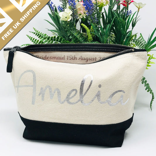 Personalised Bridesmaid Cosmetic Bag - FREE UK SHIPPING