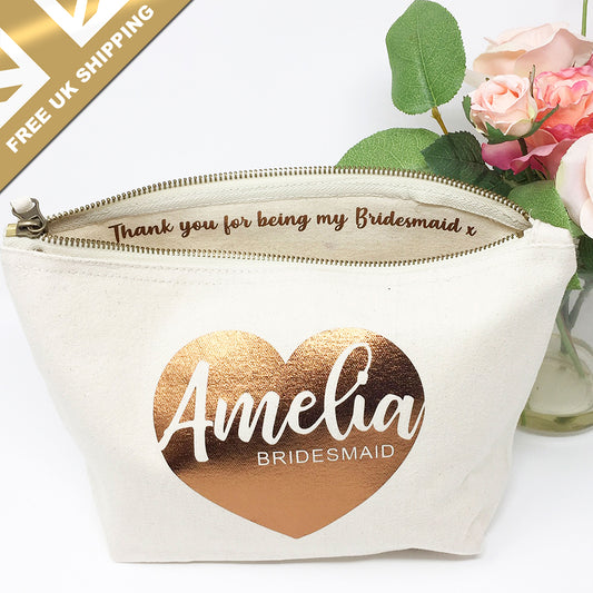 Personalised Bridesmaid Cosmetic Bag - FREE UK SHIPPING