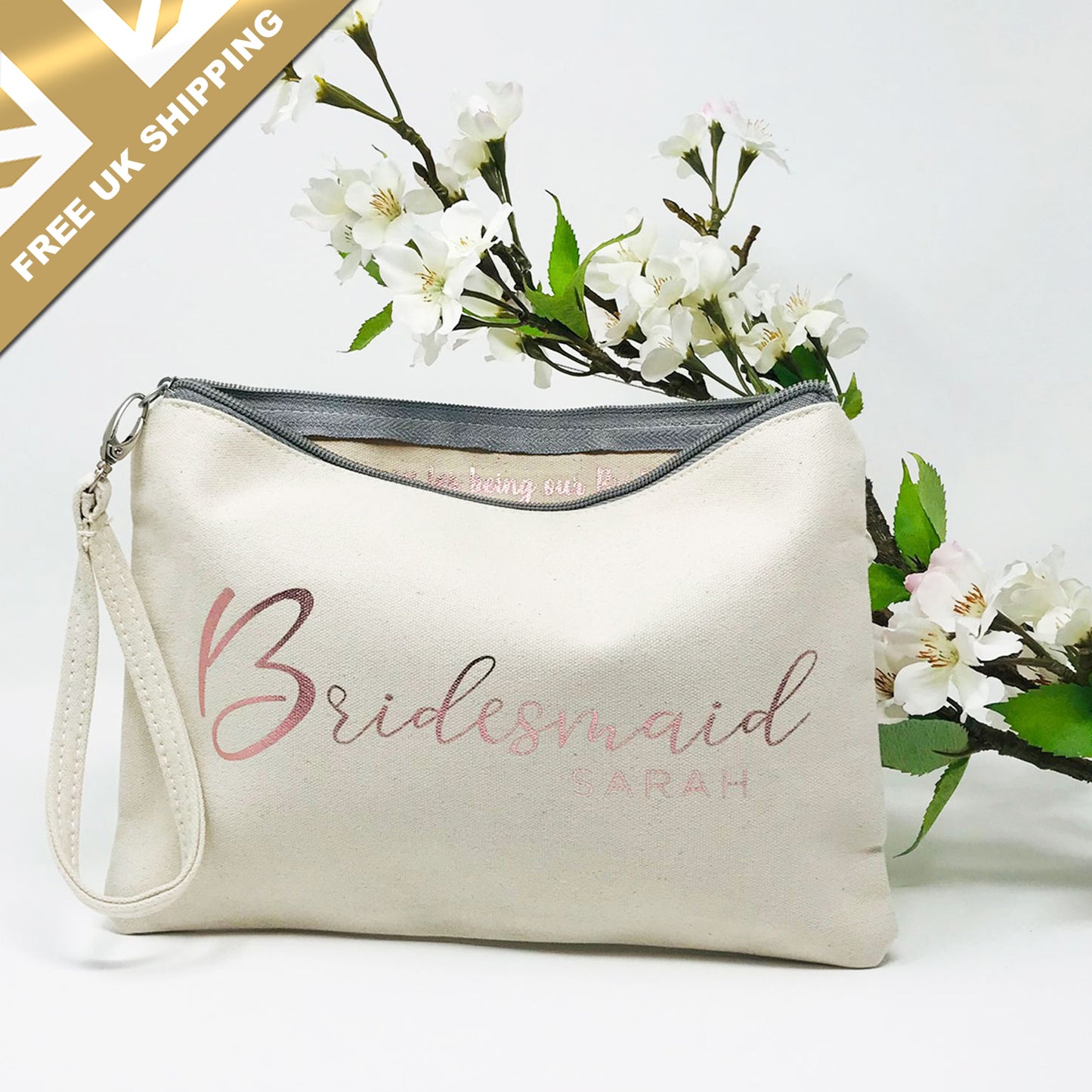 Personalised Bridesmaid Makeup Bag - FREE UK SHIPPING