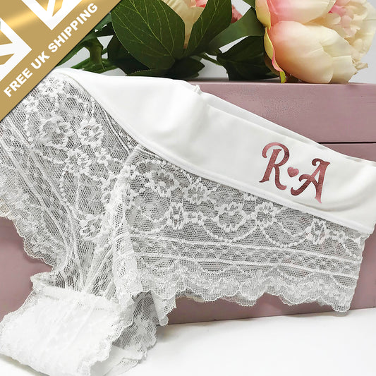 Personalised Ivory Lace Bridal Briefs - FREE UK SHIPPING