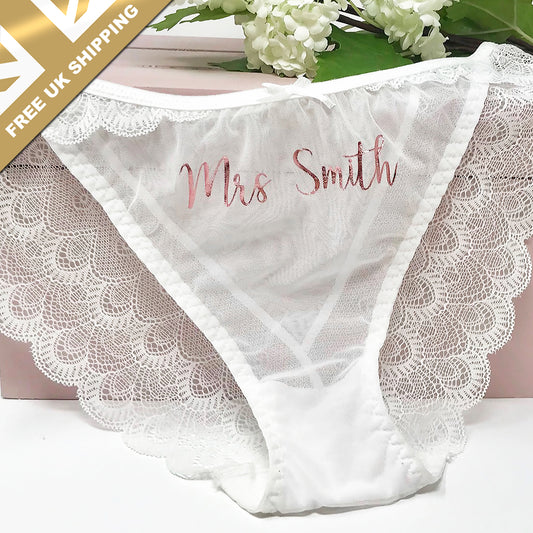 Personalised Ivory Bridal Briefs - FREE UK SHIPPING