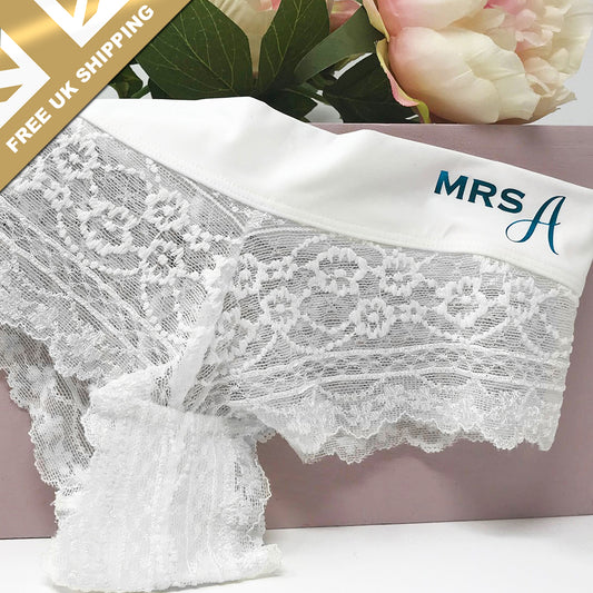 Personalised Ivory Lace Bridal Briefs - FREE UK SHIPPING