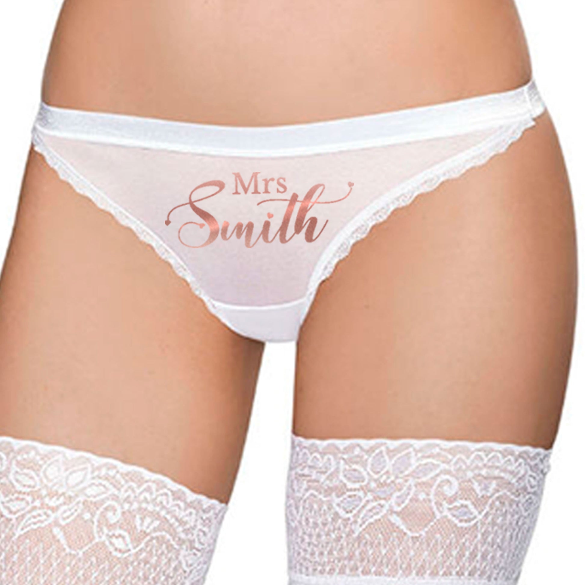 Personalised White Bridal Thong - FREE UK SHIPPING