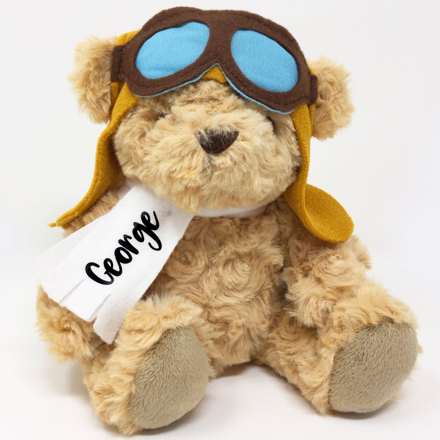 Personalised Pilot Teddy Bear and Canvas Gift Bag - FREE UK SHIPPING